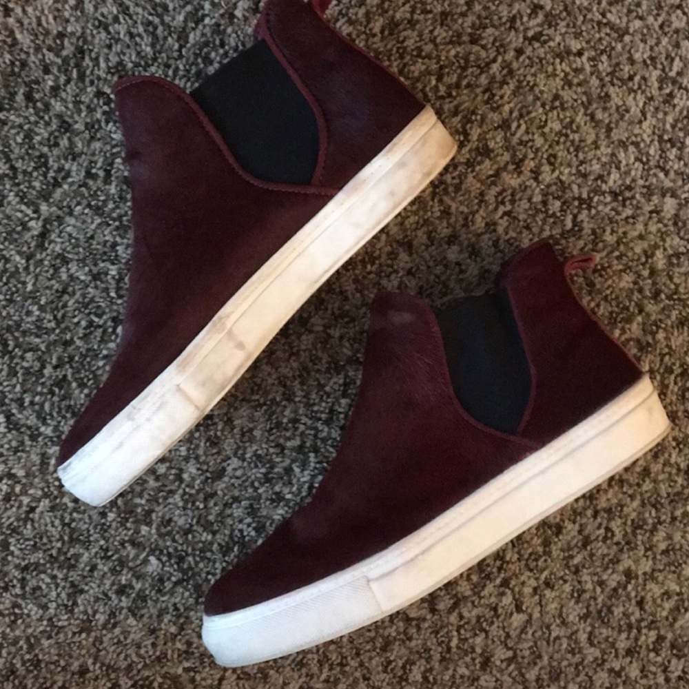 Zara faux fur red high top sneakers
